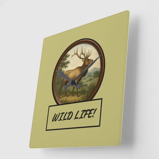 Noord-Amerikaanse Elk Wall Clock Vierkante Klok (Hoek)