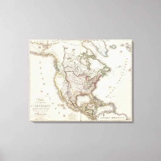 Noord-Amerikaanse gegraveerde Kaart Canvas Afdruk (Voorkant)