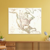 Noord-Amerikaanse gegraveerde Kaart Canvas Afdruk (Insitu (Woonkamer))