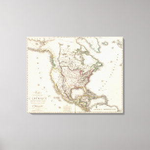 Noord-Amerikaanse gegraveerde kaart Canvas Afdruk