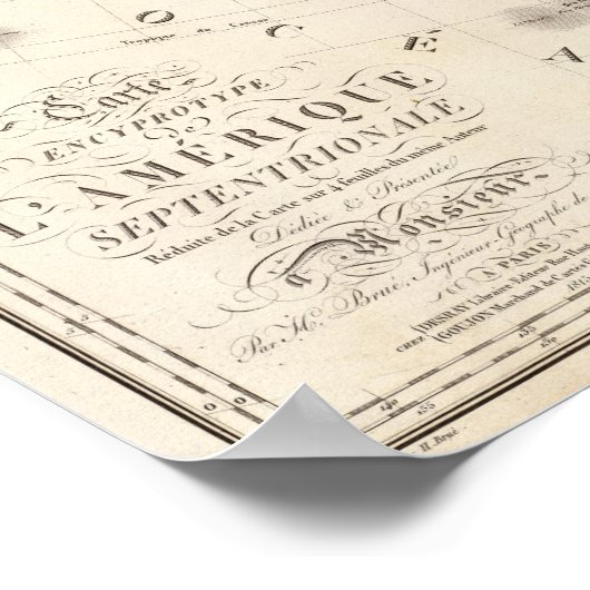 Noord-Amerikaanse gegraveerde Kaart Poster (Hoek)