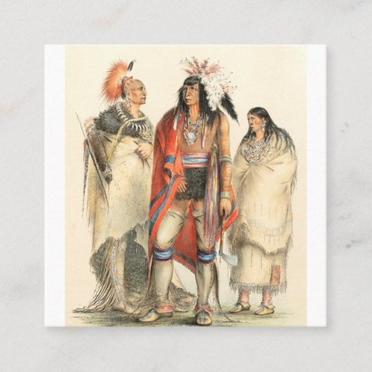 Noord-Amerikaanse Indiaan 1832 George Catlin Vierkante Visitekaartje (Voorkant)