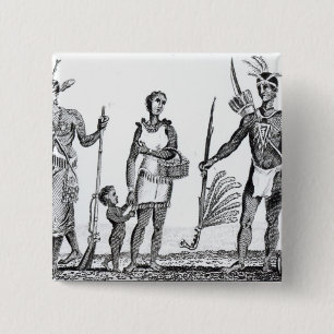 Noord-Amerikaanse Indiërs Vierkante Button 5,1 Cm