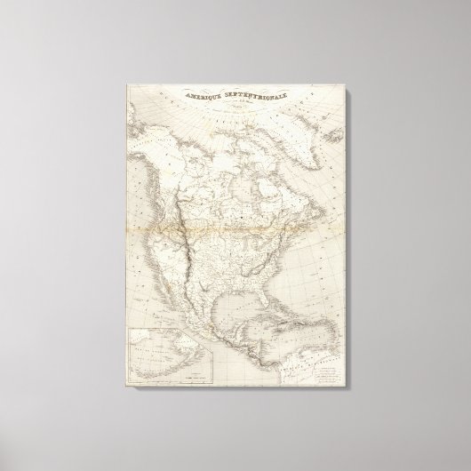 Noord-Amerikaanse kaart Canvas Afdruk (Voorkant)