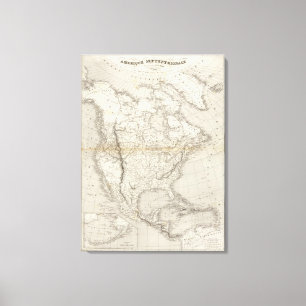 Noord-Amerikaanse kaart Canvas Afdruk