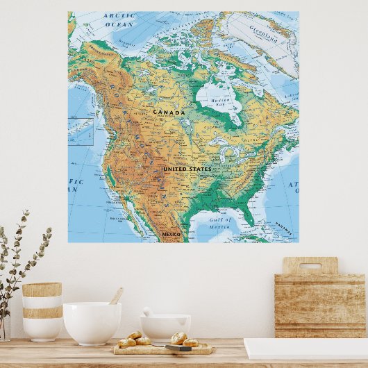 Noord-Amerikaanse kaart Poster (Keuken)