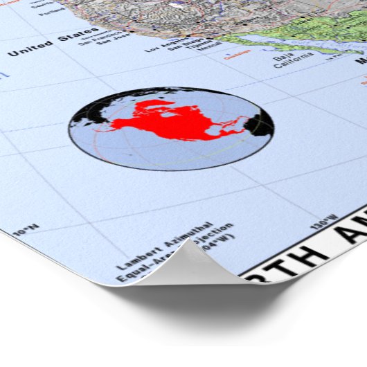 Noord-Amerikaanse kaart Poster (Hoek)