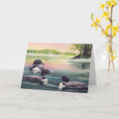 Noord-Amerikaanse Loons op Lake Waterverf Art Kaart (Gele Bloem)