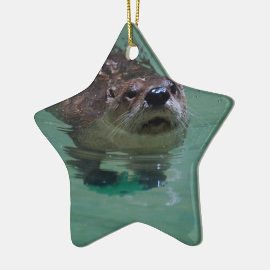 Noord-Amerikaanse Otter Keramisch Ornament (Links)