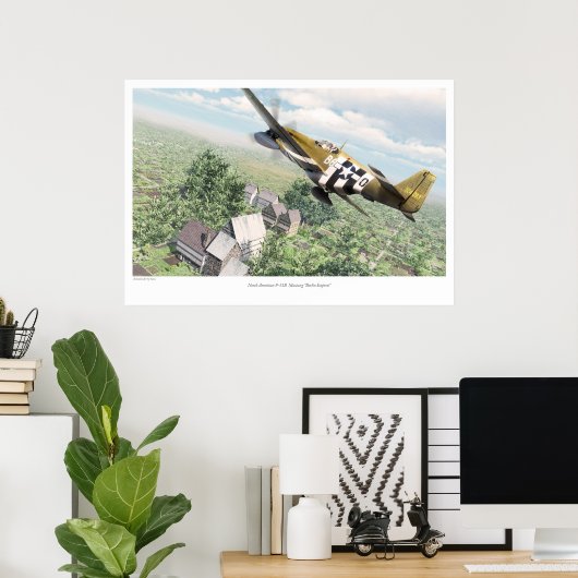 Noord-Amerikaanse P-51B Mustang 'Berlin Express' Poster (Thuiskantoor)