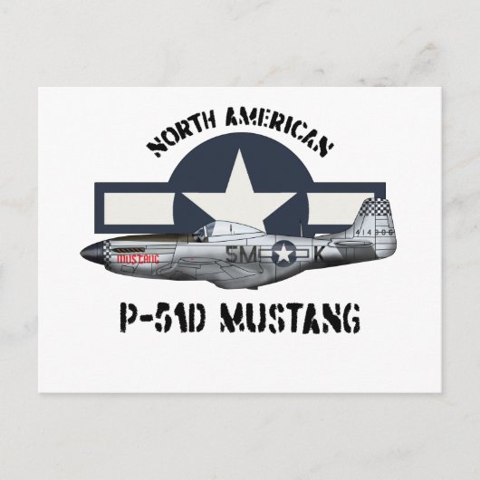 Noord-Amerikaanse P-51D Mustang Briefkaart (Voorkant)
