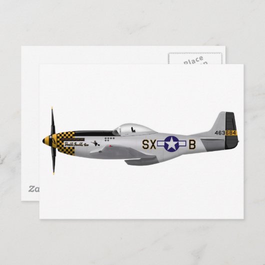 Noord-Amerikaanse P-51D Mustang "Double Trouble Tw Briefkaart (Voorkant / Achterkant)