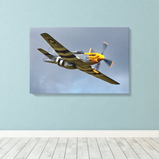 Noord-Amerikaanse P-51D Mustang 'Ferocious Frankie Canvas Afdruk (Insitu (Houten vloer))