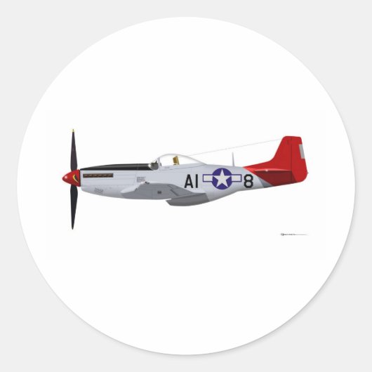 Noord-Amerikaanse P-51D Mustang Tuskegee Airmen Ronde Sticker (Voorkant)