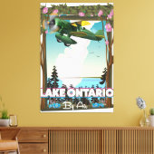 Noord-Amerikaanse vluchtposter van het Ontariomeer Canvas Afdruk (Insitu (Woonkamer))