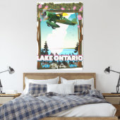 Noord-Amerikaanse vluchtposter van het Ontariomeer Canvas Afdruk (Insitu (Slaapkamer))