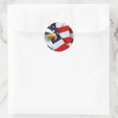 Noord-Amerikaanse zeearend op Amerikaanse vlag Ronde Sticker (Tas)