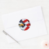 Noord-Amerikaanse zeearend op Amerikaanse vlag Ronde Sticker (Envelop)