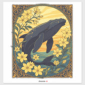 Noord-Atlantische rechtse walvis en jasmijnbloemen Sticker (Vel)