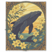 Noord-Atlantische rechtse walvis en jasmijnbloemen Sticker (Voorkant)