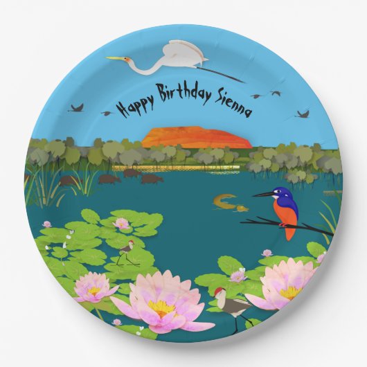 Noord-Australisch tropisch landschap, kleurrijk Papieren Bordje (Voorkant)