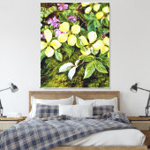 Noord - Bloemen van een Bloedboom en Indigo Canvas Afdruk (Insitu (Slaapkamer))