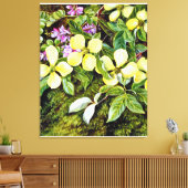 Noord - Bloemen van een Bloedboom en Indigo Canvas Afdruk (Insitu (Woonkamer))