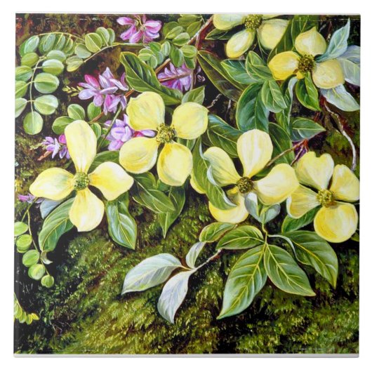 Noord - Bloemen van een Bloedboom en Indigo Tegeltje (Voorkant)