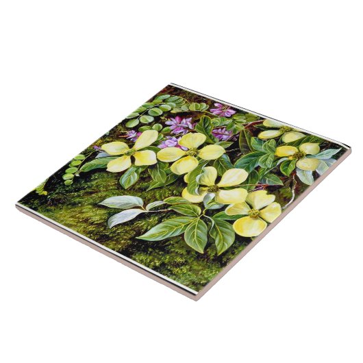 Noord - Bloemen van een Bloedboom en Indigo Tegeltje (Zijkant)