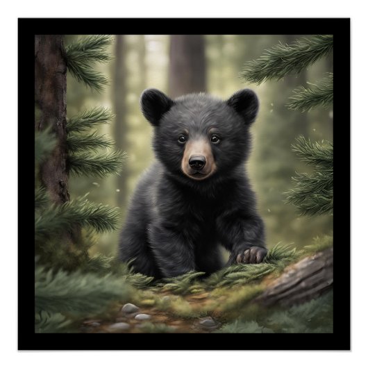 Noord Bossen Little Black Beer Cub Glossy Poster (Voorkant)