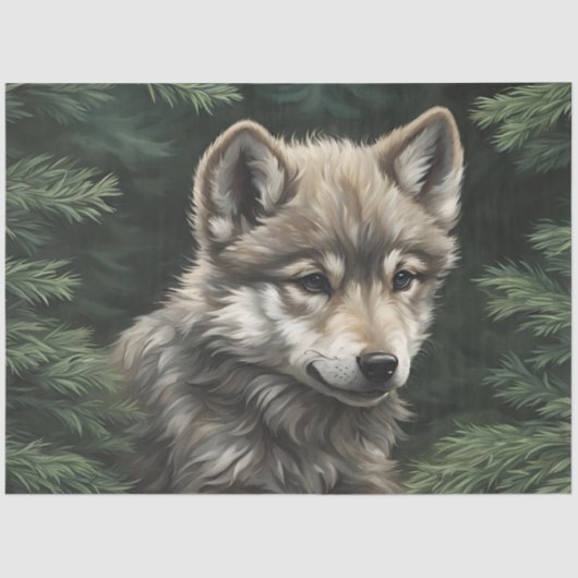 Noord-Bossen Wolf Cub Tissue Paper Tissuepapier (Voorkant)