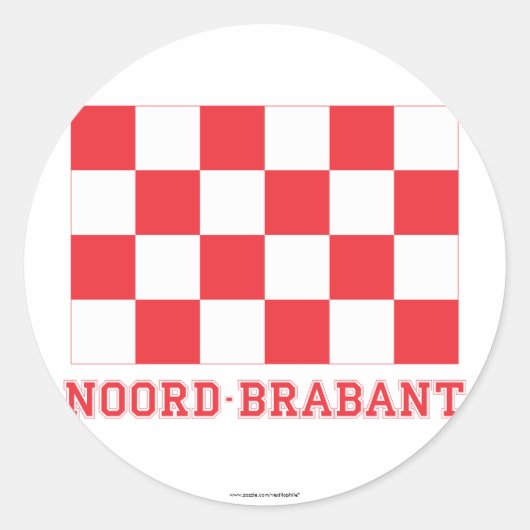 Noord-Brabant vlag met naam Ronde Sticker (Voorkant)