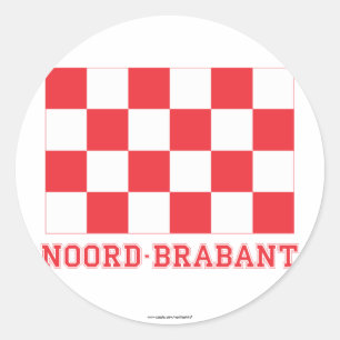 Noord-Brabant vlag met naam Ronde Sticker