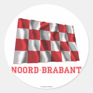 Noord-Brabant Wuivende Vlag met Naam Ronde Sticker