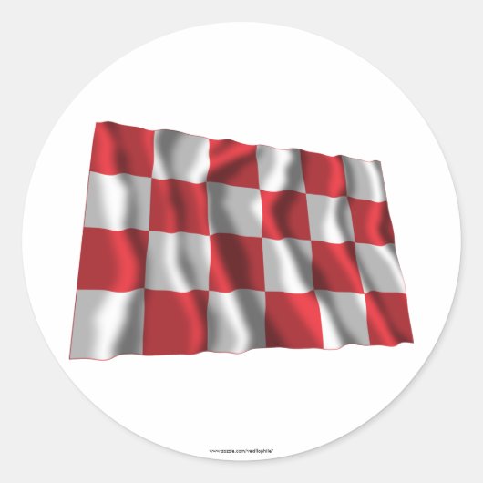 Noord-Brabant wuivende vlag Ronde Sticker (Voorkant)