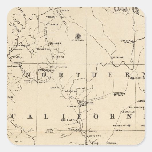 Noord-Californië Vierkante Sticker (Voorkant)