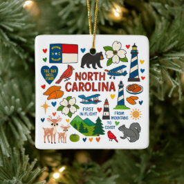 Noord-Carolina Aangepaste Familie Reis Kerstmis Keramisch Ornament