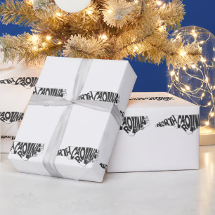 Noord-Carolina, staatsnaam Word Art Black Cadeaupapier