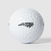 Noord-Carolina, staatsnaam Word Art Black Golfballen (Voorkant)