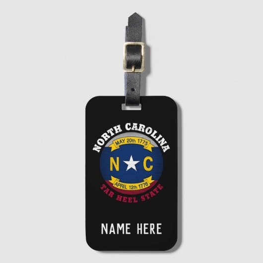 NOORD CAROLINA TAR HEEL STATE FLAG BAGAGELABEL (Voorkant (verticaal))