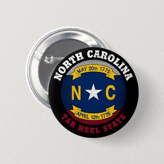 NOORD CAROLINA TAR HEEL STATE FLAG RONDE BUTTON 5,7 CM (Voorkant /achterkant)