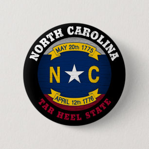 NOORD CAROLINA TAR HEEL STATE FLAG RONDE BUTTON 5,7 CM
