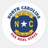 NOORD CAROLINA TAR HEEL STATE FLAG RONDE STICKER (Voorkant)