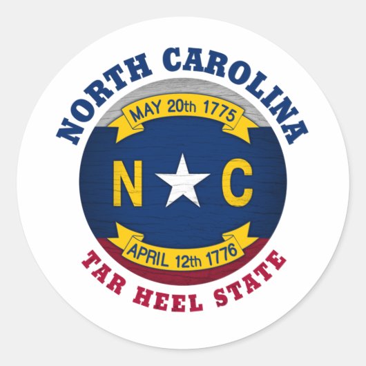 NOORD CAROLINA TAR HEEL STATE FLAG RONDE STICKER (Voorkant)
