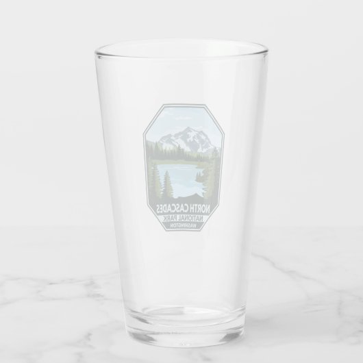 Noord-Cascades Nationaal Park Minimale Retro Emble Glas (Achterkant)