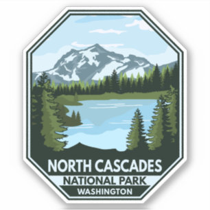 Noord-Cascades Nationaal Park Minimale Retro Emble Sticker