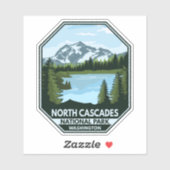 Noord-Cascades Nationaal Park Minimale Retro Emble Sticker (Vel)