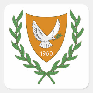 noord-cyprus land wapen wapenschild symbool emblee vierkante sticker