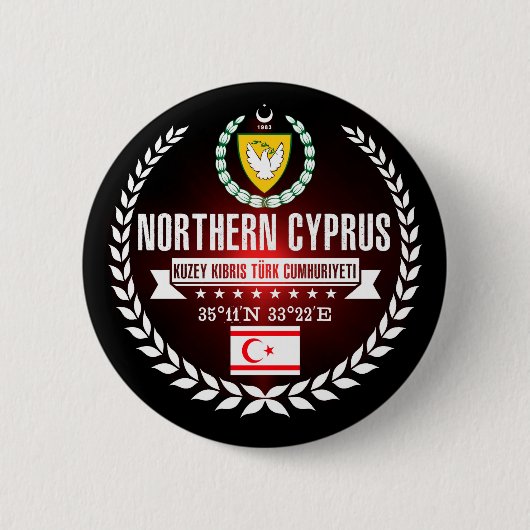 Noord-Cyprus Ronde Button 5,7 Cm (Voorkant)