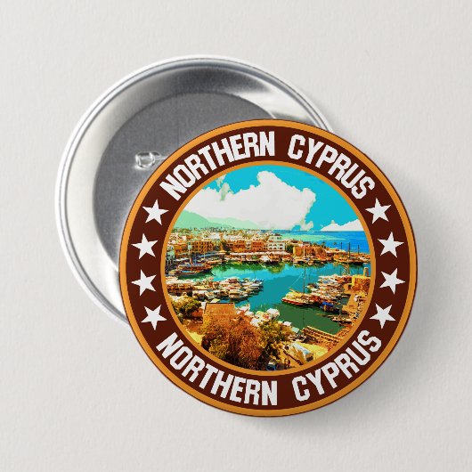 Noord-Cyprus Ronde Button 7,6 Cm (Voorkant /achterkant)